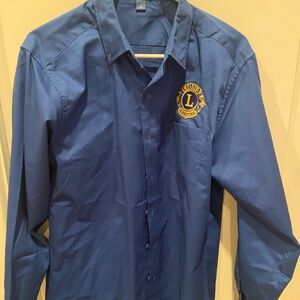 Lions Club embroidered Blue Button Down shirt small Port Authority